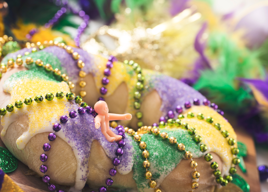 Colorful Mardi Gras King Cake