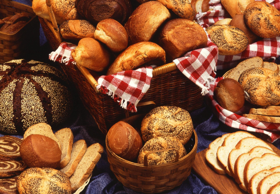 baked goods in baskets
