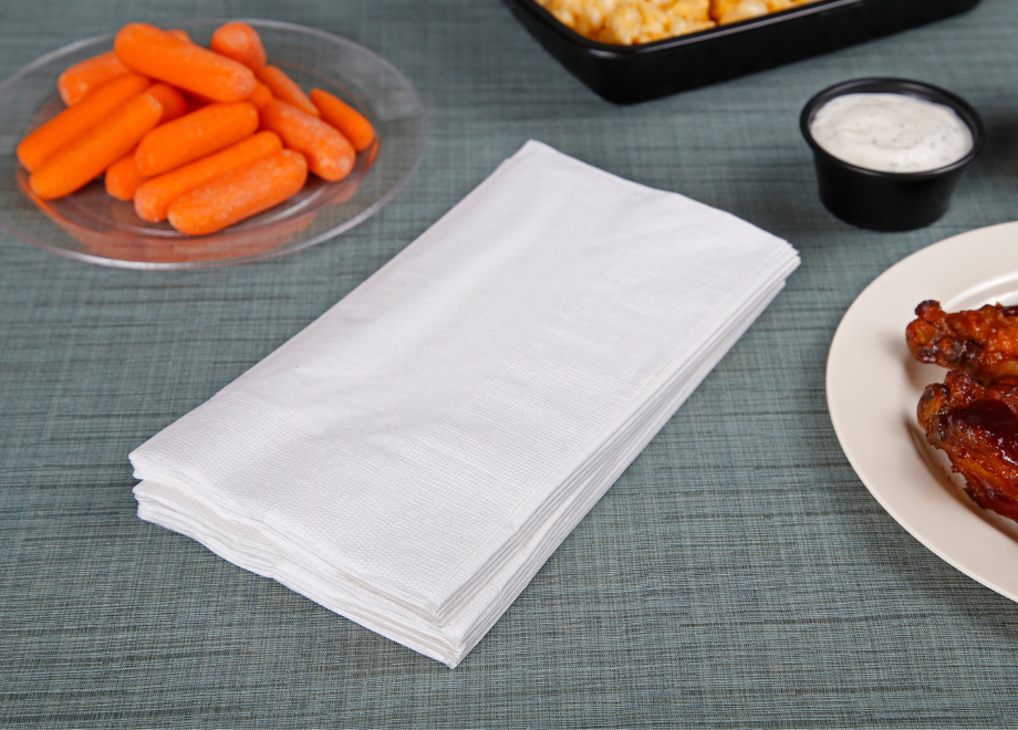 stack of white 2 ply napkins