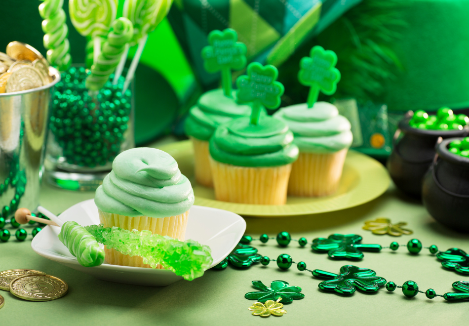 green desserts on a st patricks day decorated table