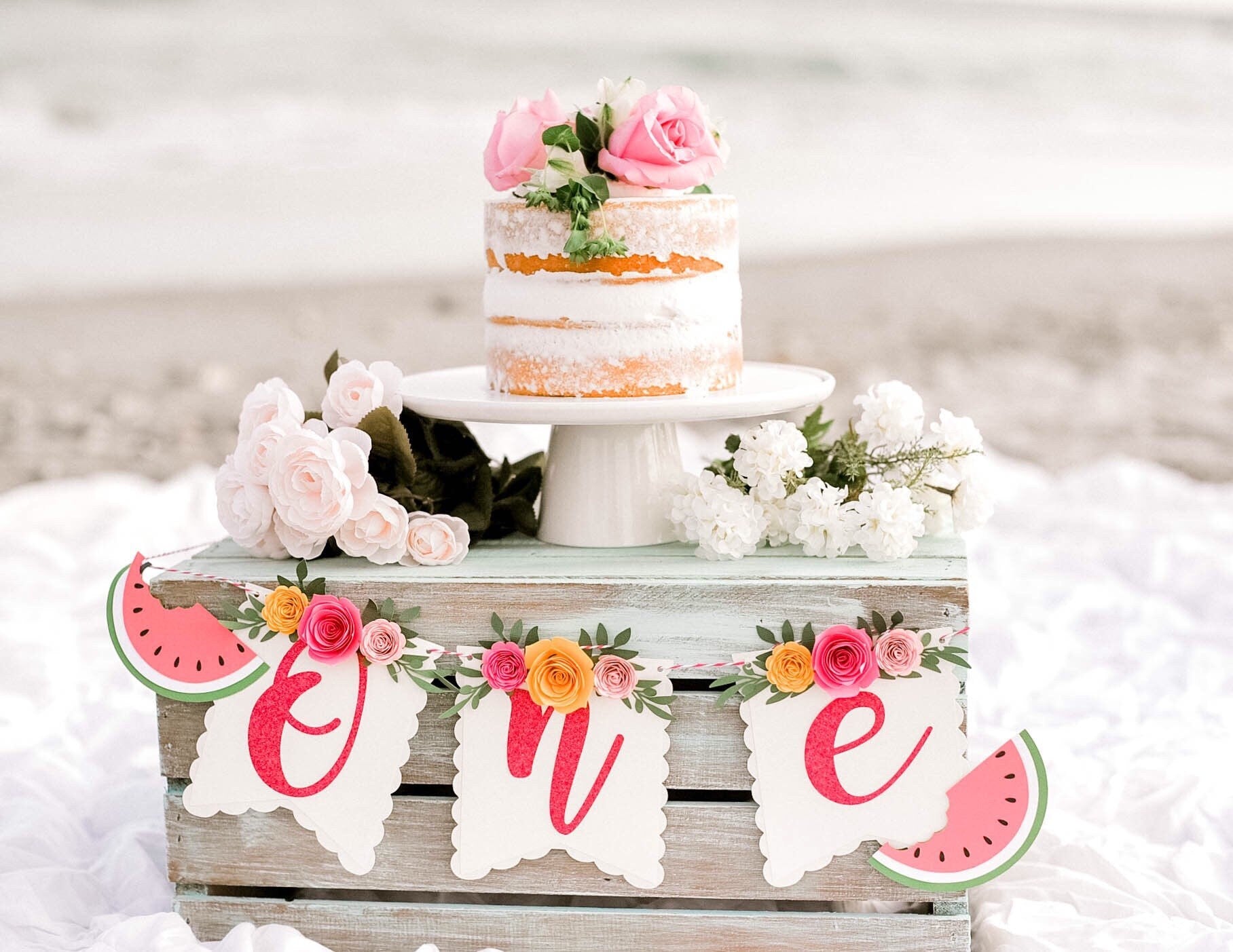 One in a melon high chair banner, Watermelon High Chair Banner, one in a melon party, Watermelon Party Decorations-2