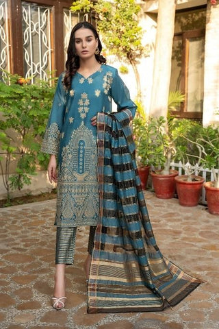 ladies' embroidered cotton unstitched suits