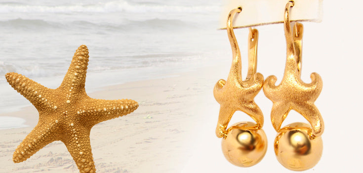 Starfish Earrings Indigo Jewelry Gold 18K