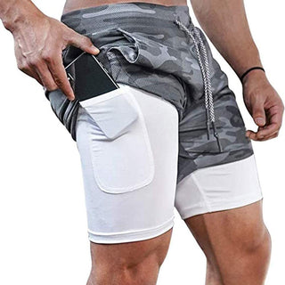 Buy camo2-no-hole 2 Layers Fitness &amp; Gym Training Sports Shorts for Men