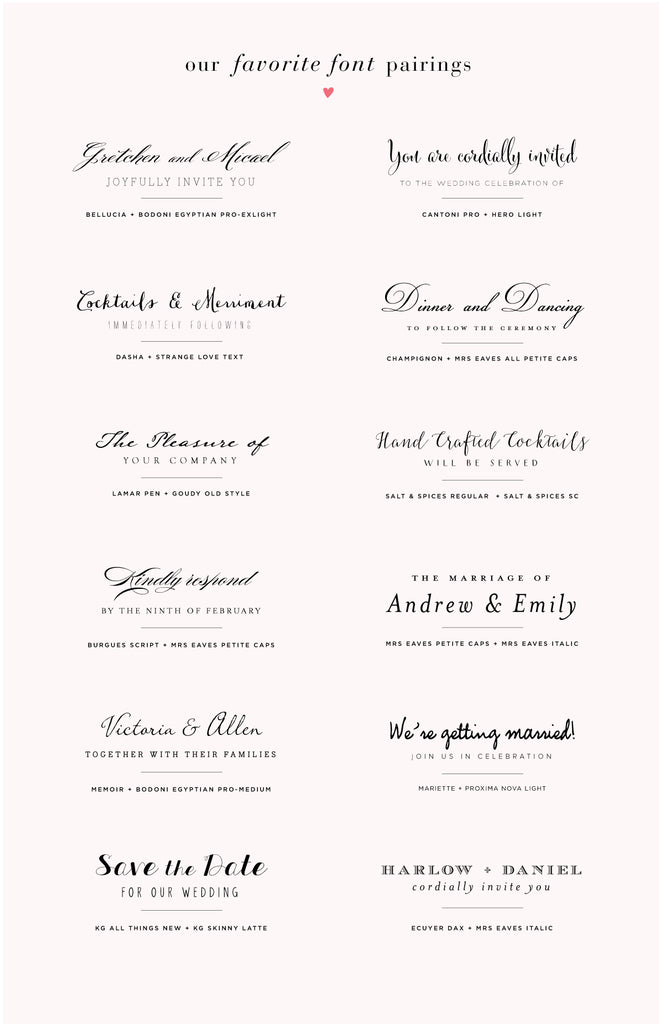 Font and Wording Options for Wedding Invitations - Gartner Studios