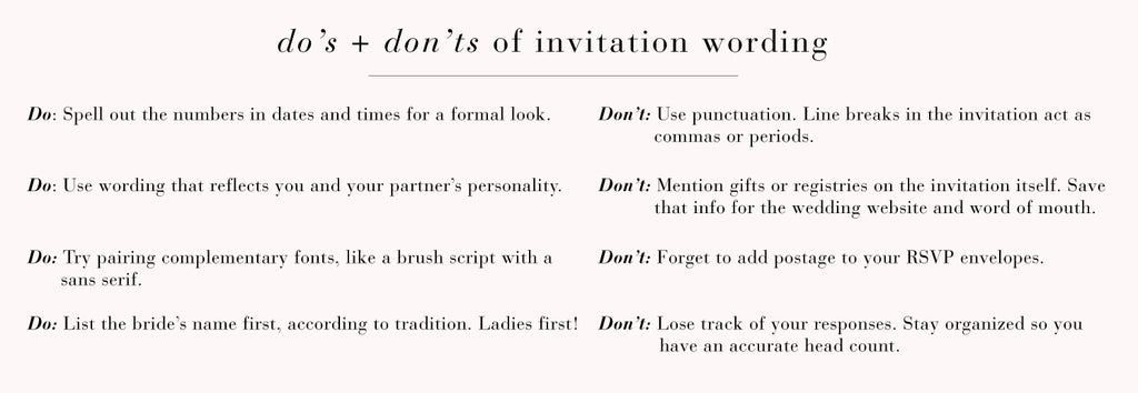 Dos and Don'ts of Wedding Invitation Wording | Gartner Studios