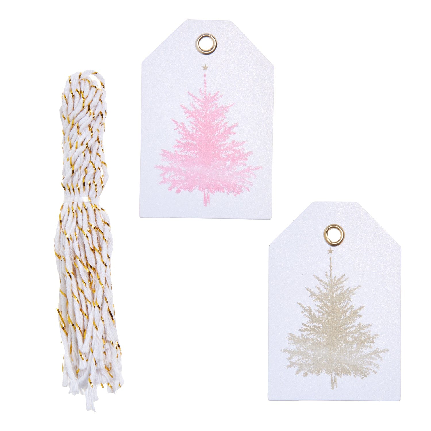 Assorted Foil Trees Holiday Tags & String 37364