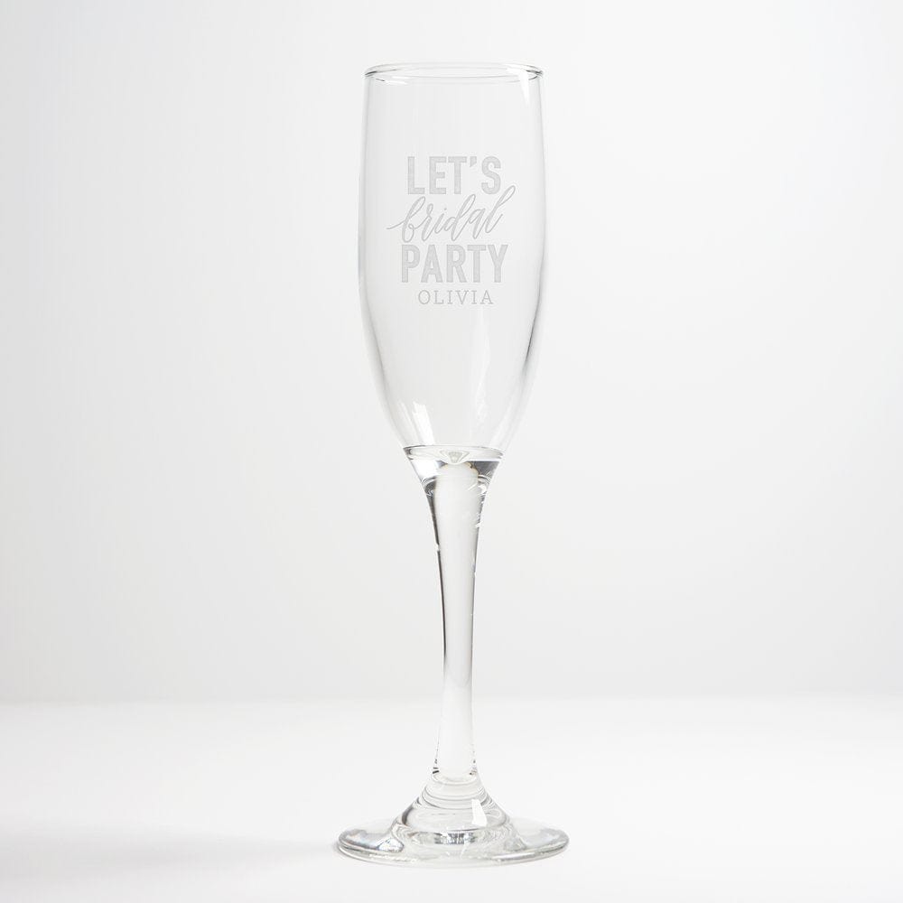 Set of 4 - Custom Bridal Party Stemless Champagne Flutes – Happily