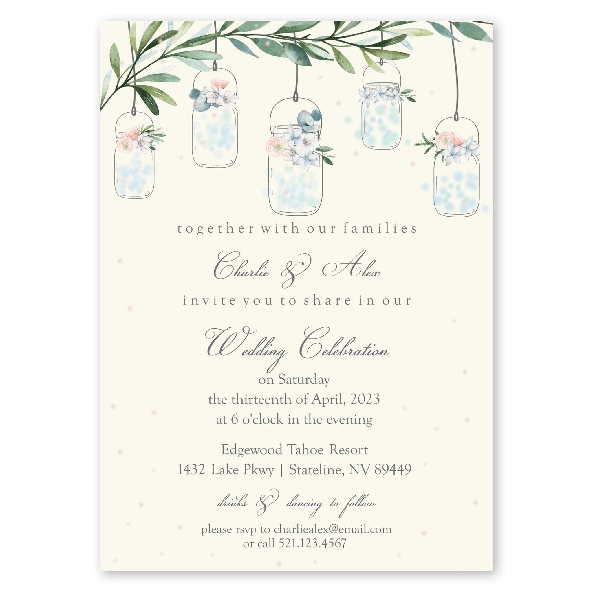 burlap mason jar wedding invitations