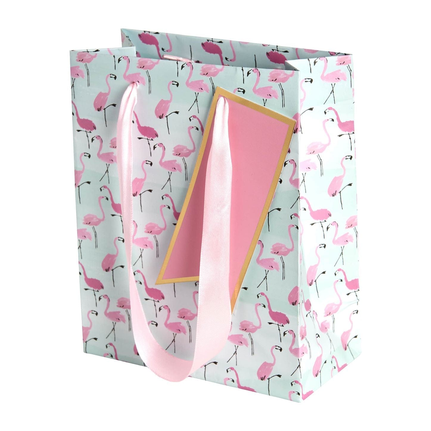 Gold Foil 'Happy Birthday' Grey & Pink Medium Gift Bag With Tag