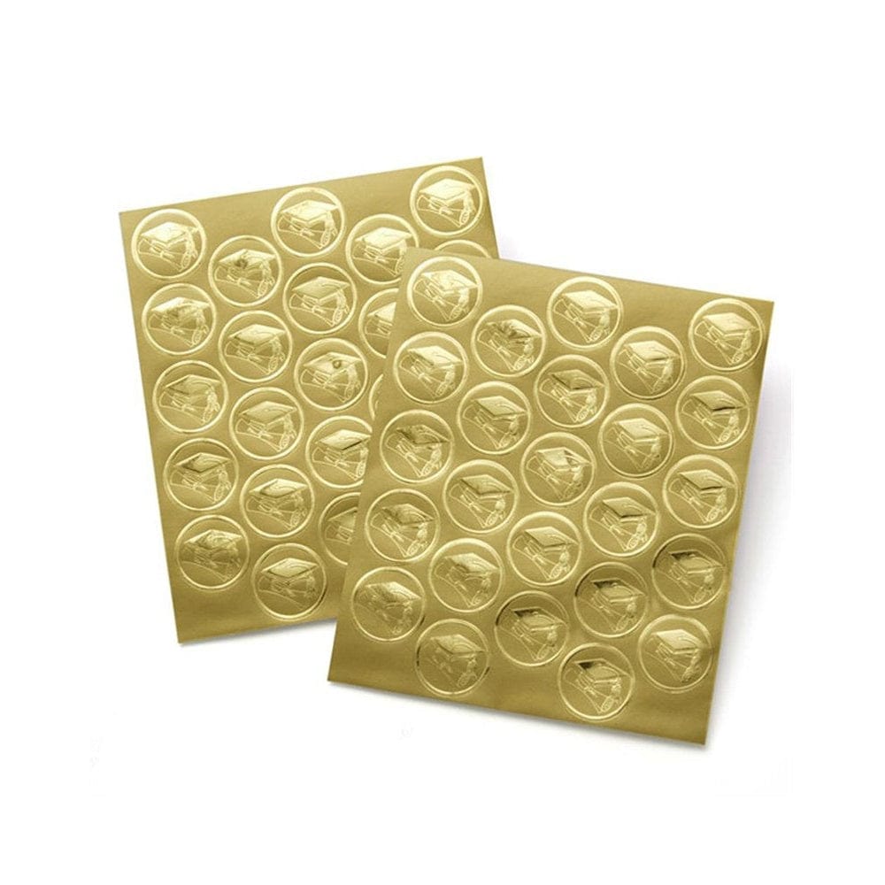 Gold Foil Hearts Seals - 50 Count