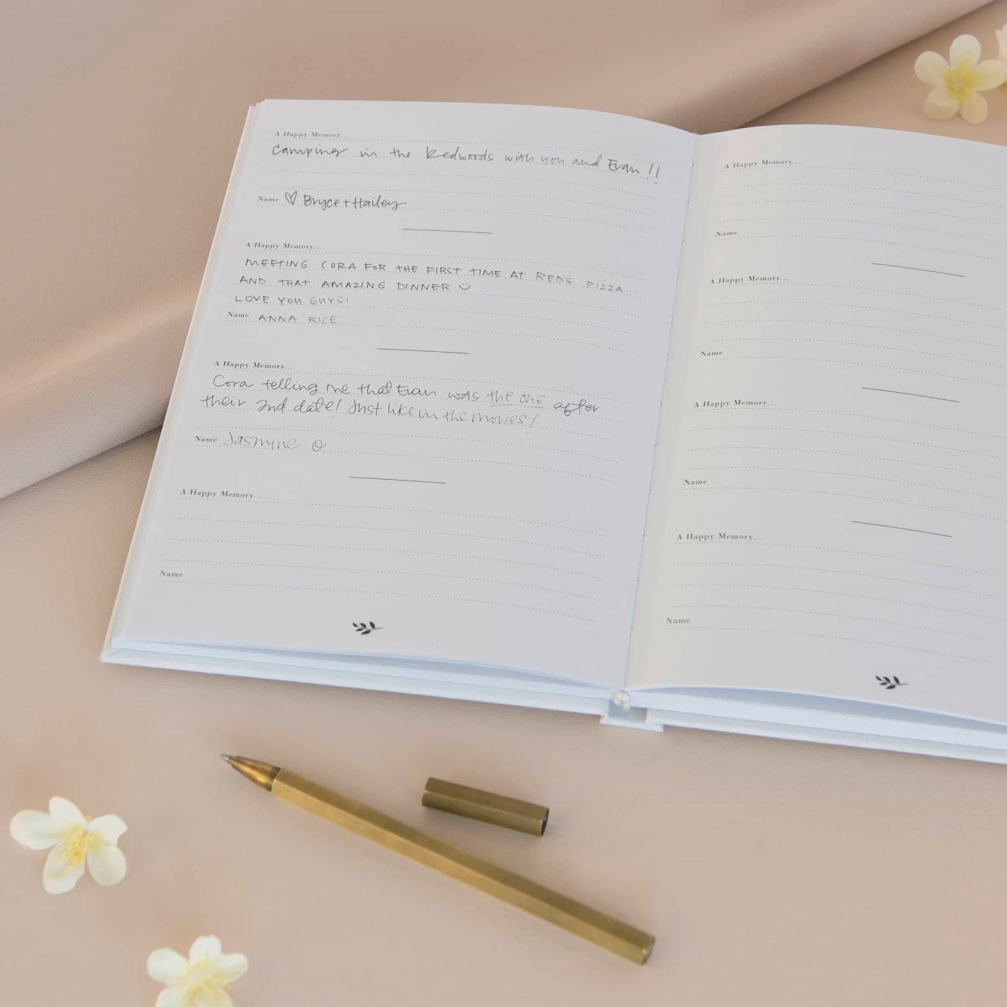 Style Me Pretty Gold & White Guestbook with Pen - Each