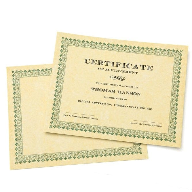28lb Blue Border Certificates 100
