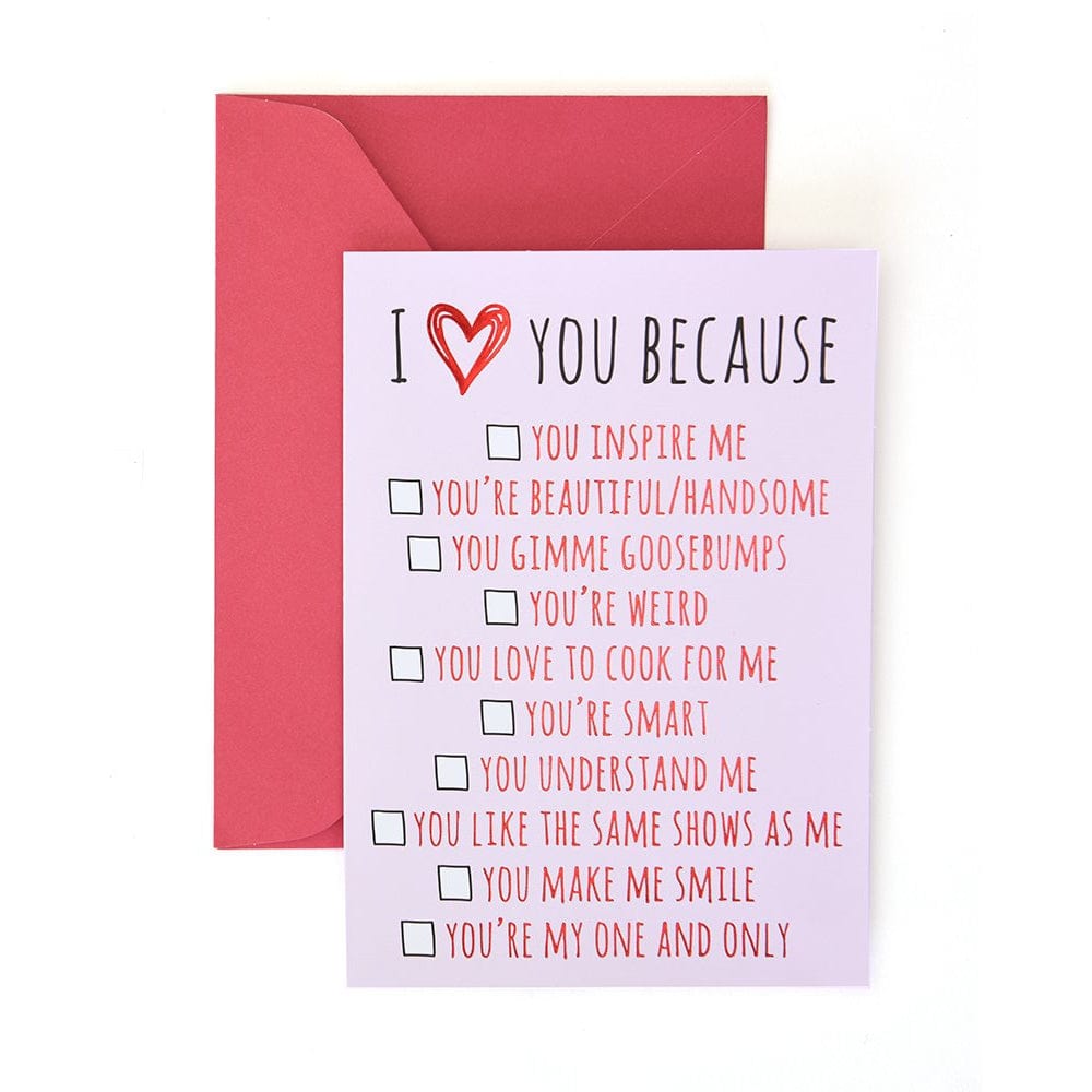 I Love You Because' Valentine'S Day Card With Gold Foil | Gartner Studios