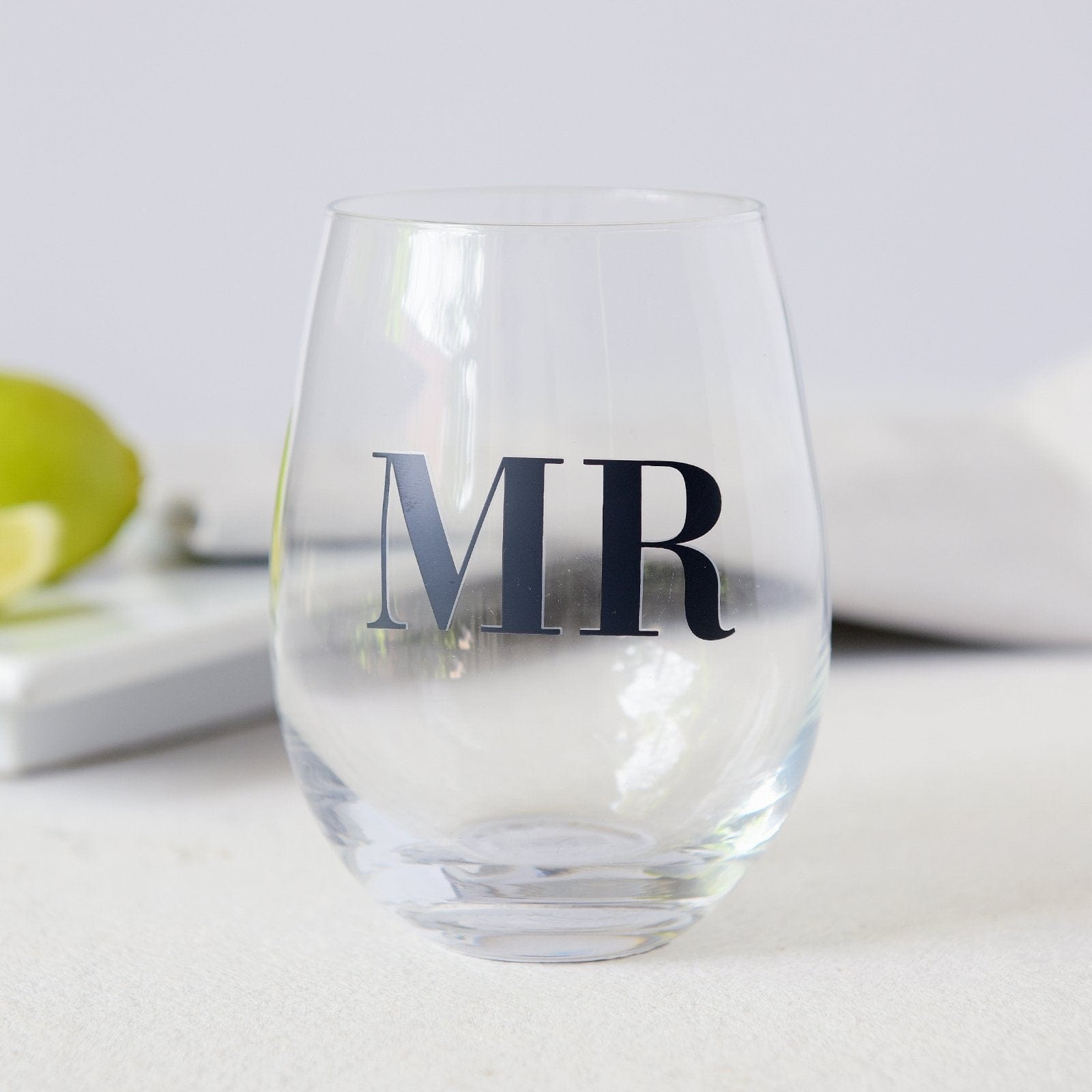 Mr & Mrs Neutral Printed Wine Glass by Shutterfly