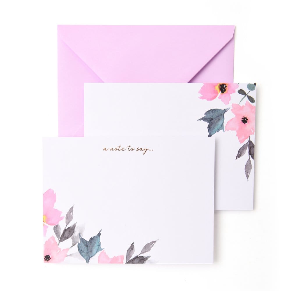 Black And White Floral Note Card Set