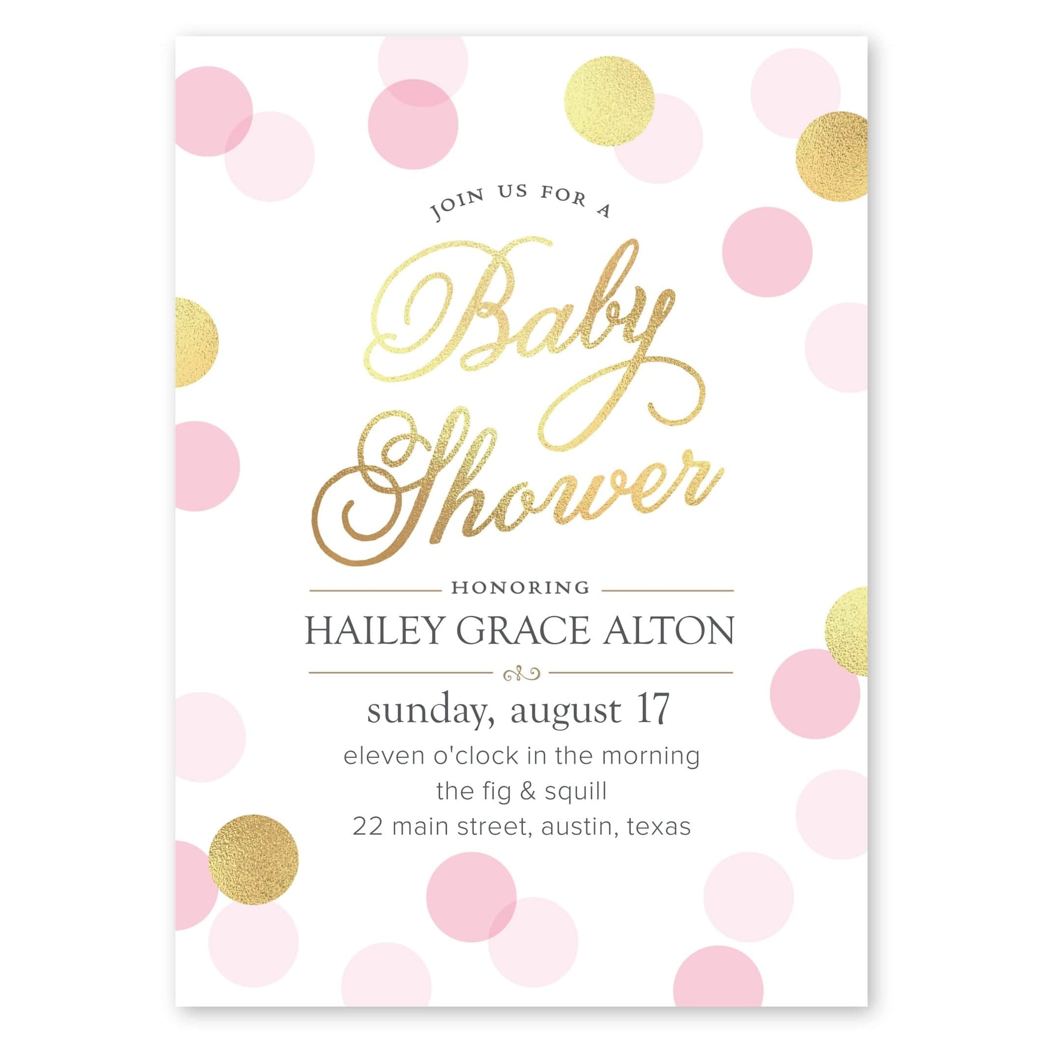 Shiny Polka Dots Baby Shower Invitation | Gartner
