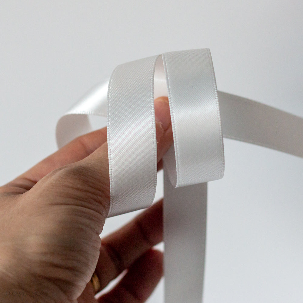 Ribbli Double Faced White Satin Ribbon,1/2” x Continuous 25 Yards,Use for Bows Bouquet,Gift Wrapping,Floral Arrangement