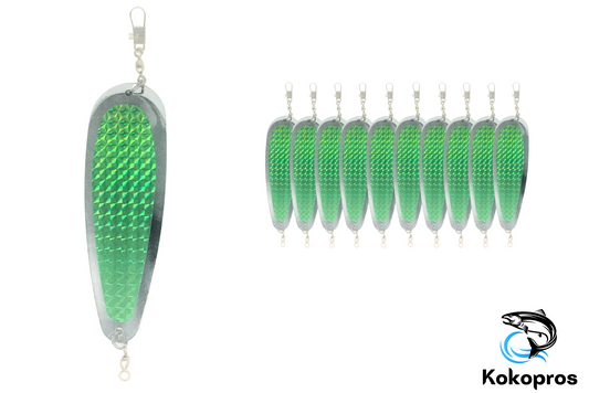 8 1/2 Salmon Fishing Flashers - Green & Purple - 10-PACK – KOKOPROS