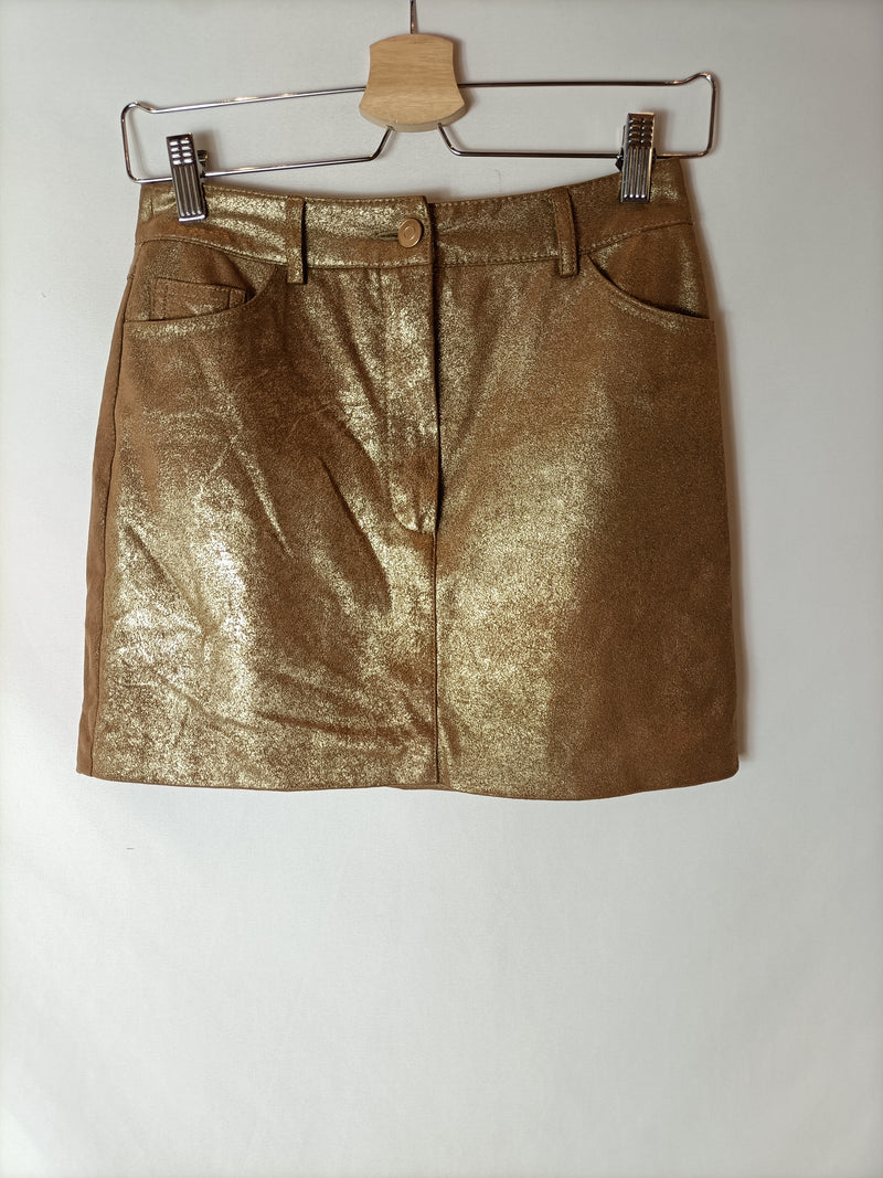 Falda marrón metalizada. T 34 Hibuy market