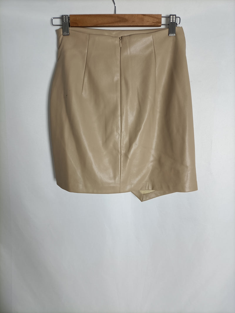 MANGO. Falda beige piel T.xs Hibuy market