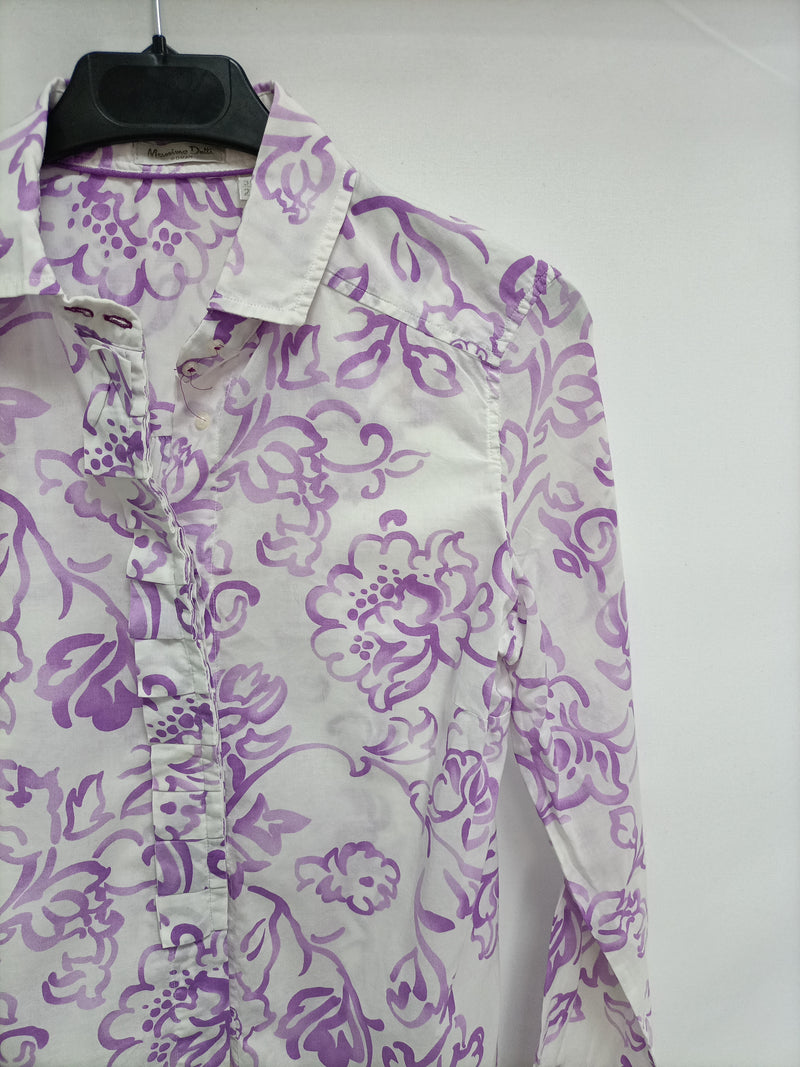 Convertir Mujer joven diario MASSIMO DUTTI. Camisa blanca flores T.36 – Hibuy market