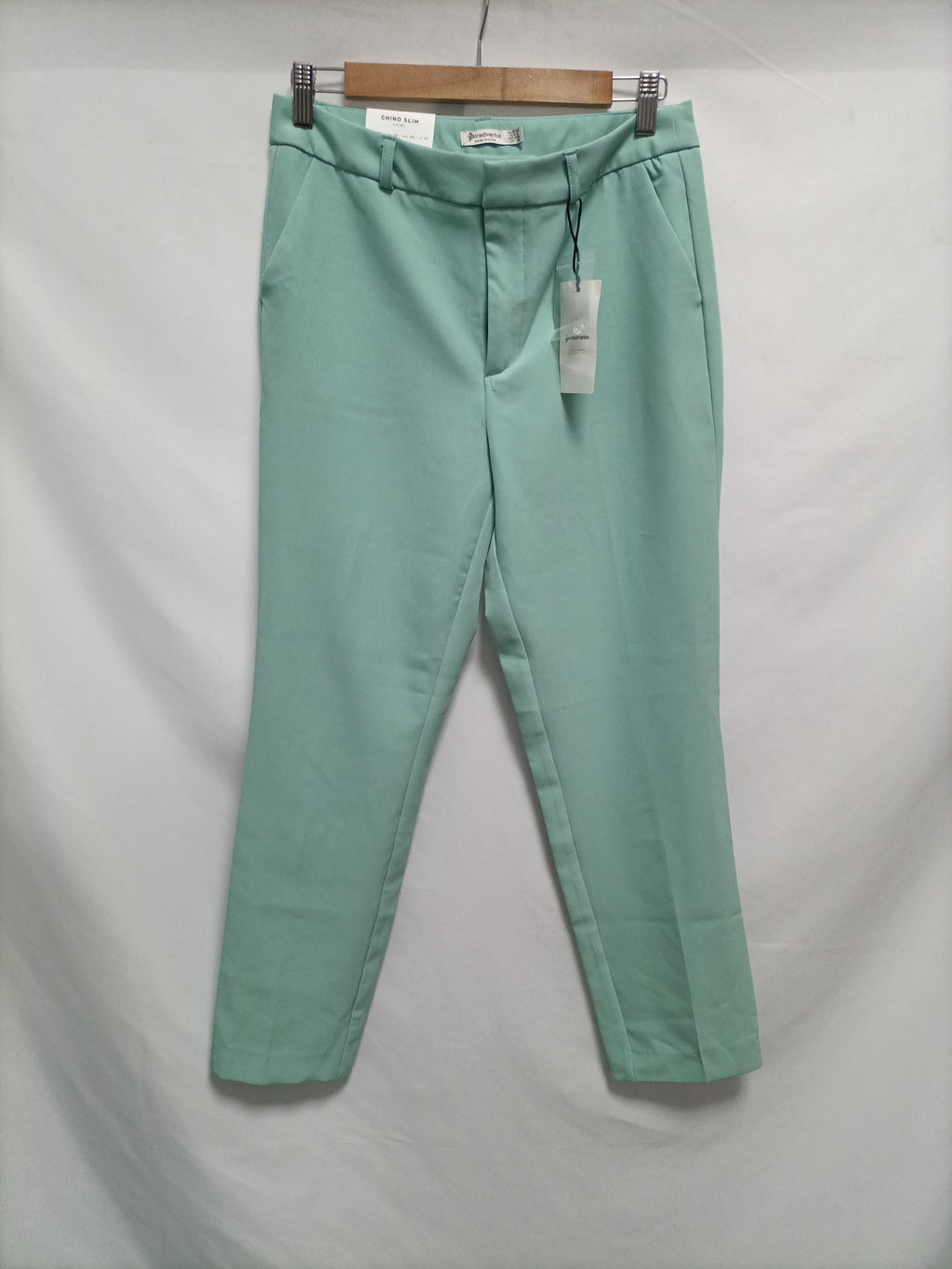 STRADIVARIUS. Pantalón chino verde agua T.38 – Hibuy