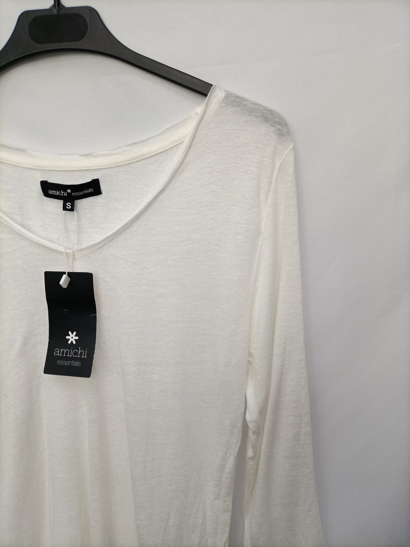 mezcla fricción definido AMICHI.Camiseta blanca 3/4 – Hibuy market
