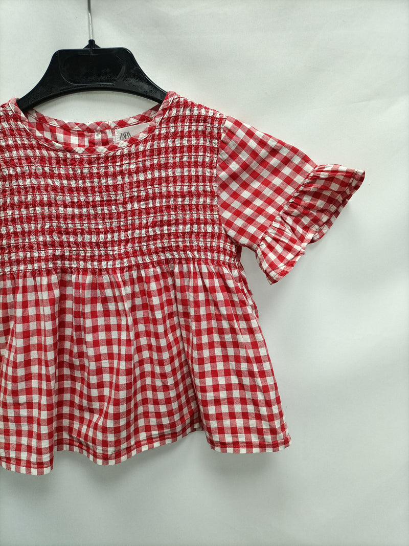 ZARA. Camisa de vichy rojo T.18/24m – Hibuy market