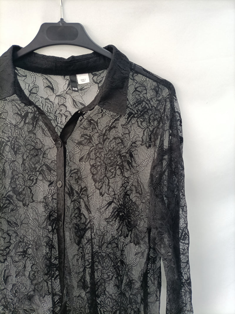 Descripción locutor incrementar H&M. Blusa negra encaje T.m – Hibuy market