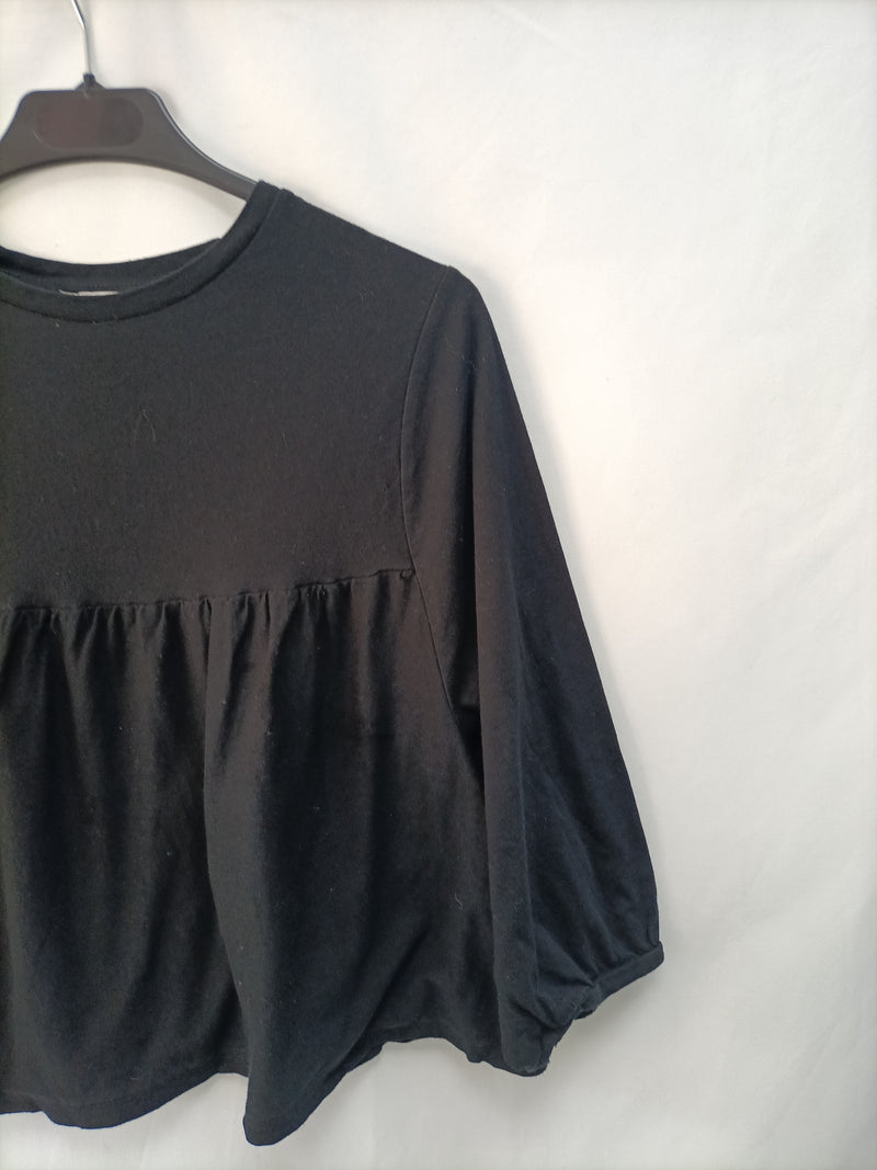 ZARA. blusa negra manga larga 3/4 T.s – Hibuy