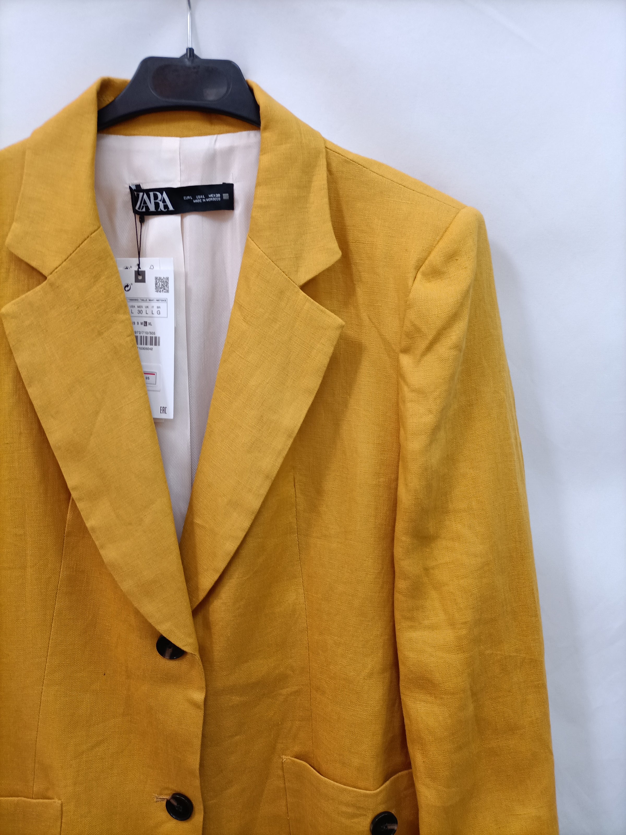 ZARA.Blazer mostaza 100% lino T.L – Hibuy