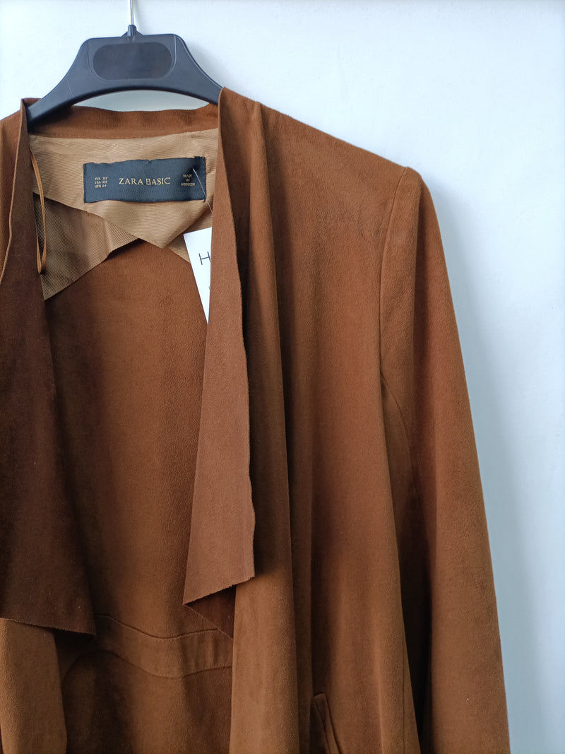 ZARA.chaqueta abierta antelina camel – Hibuy market