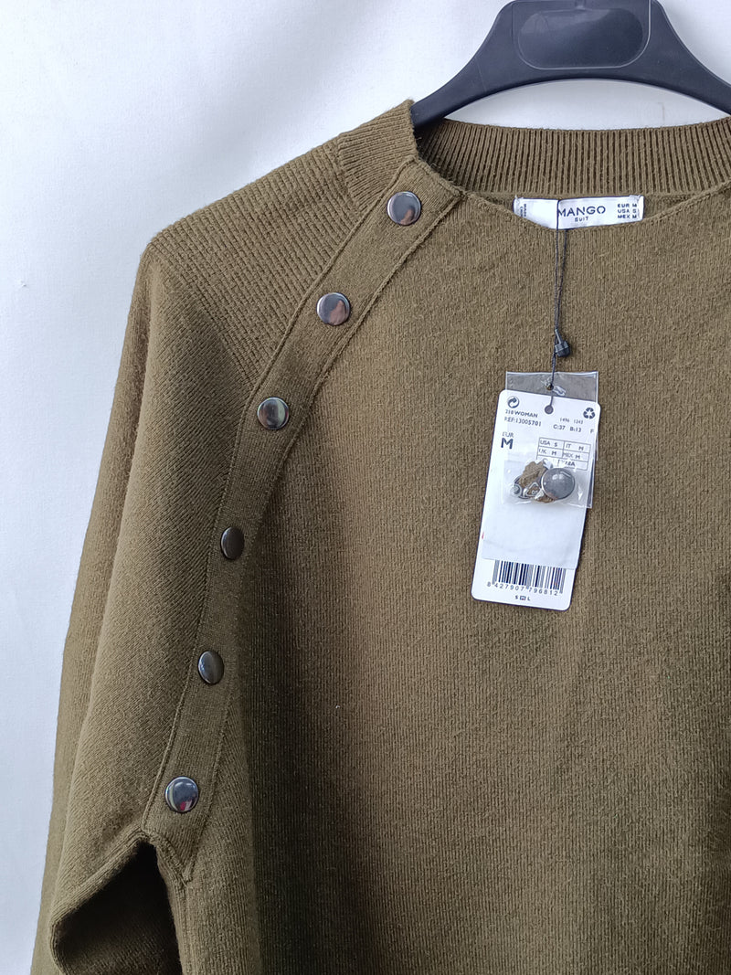 MANGO.Jersey verde detalle botones T.m – Hibuy