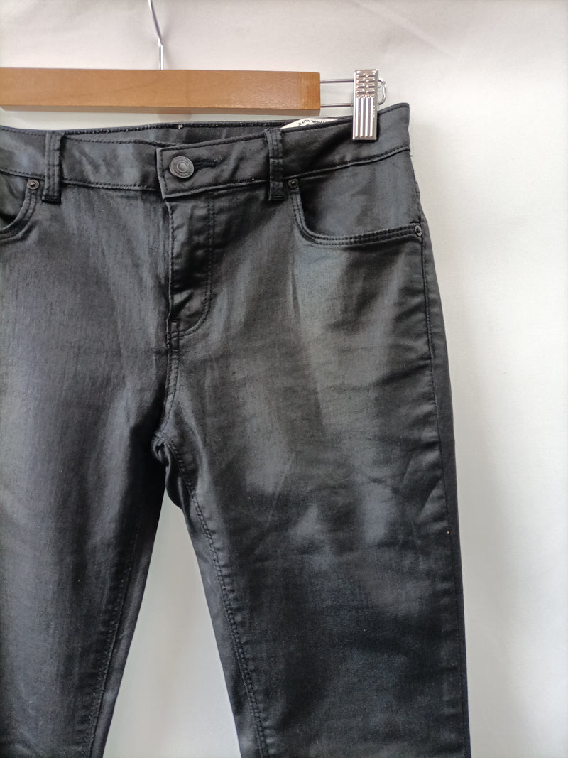 Oportuno bruja Roux ZARA. Pantalon negro encerados T.34 – Hibuy market