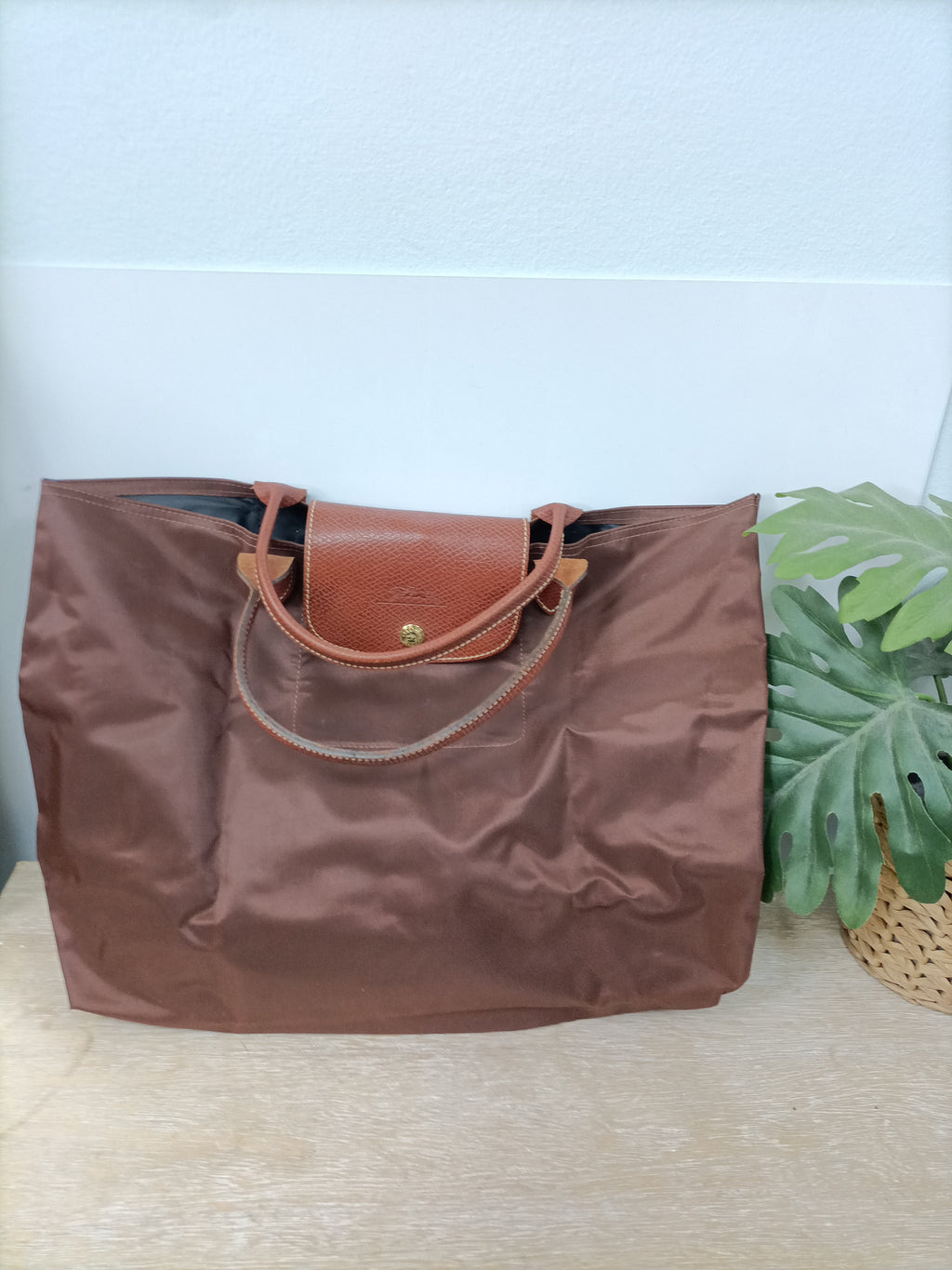 LONGCHAMP. Bolso lona marrón – Hibuy