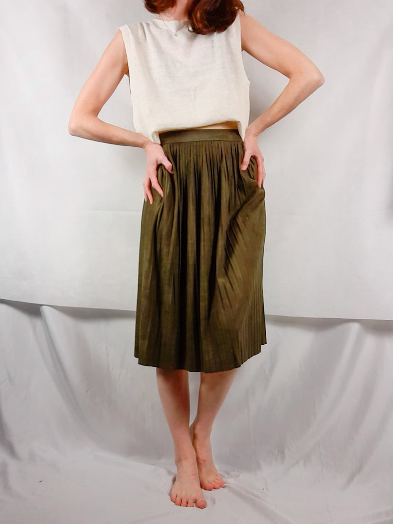 Falda midi verde antelina T.xs – Hibuy market