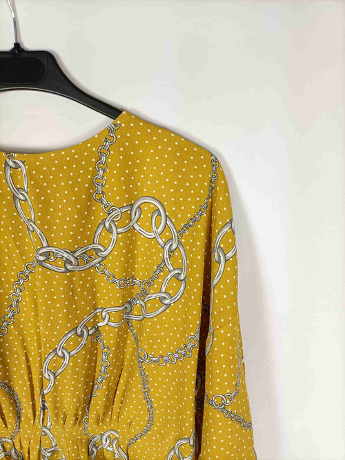 MANGO. Blusa amarilla cadenas – market