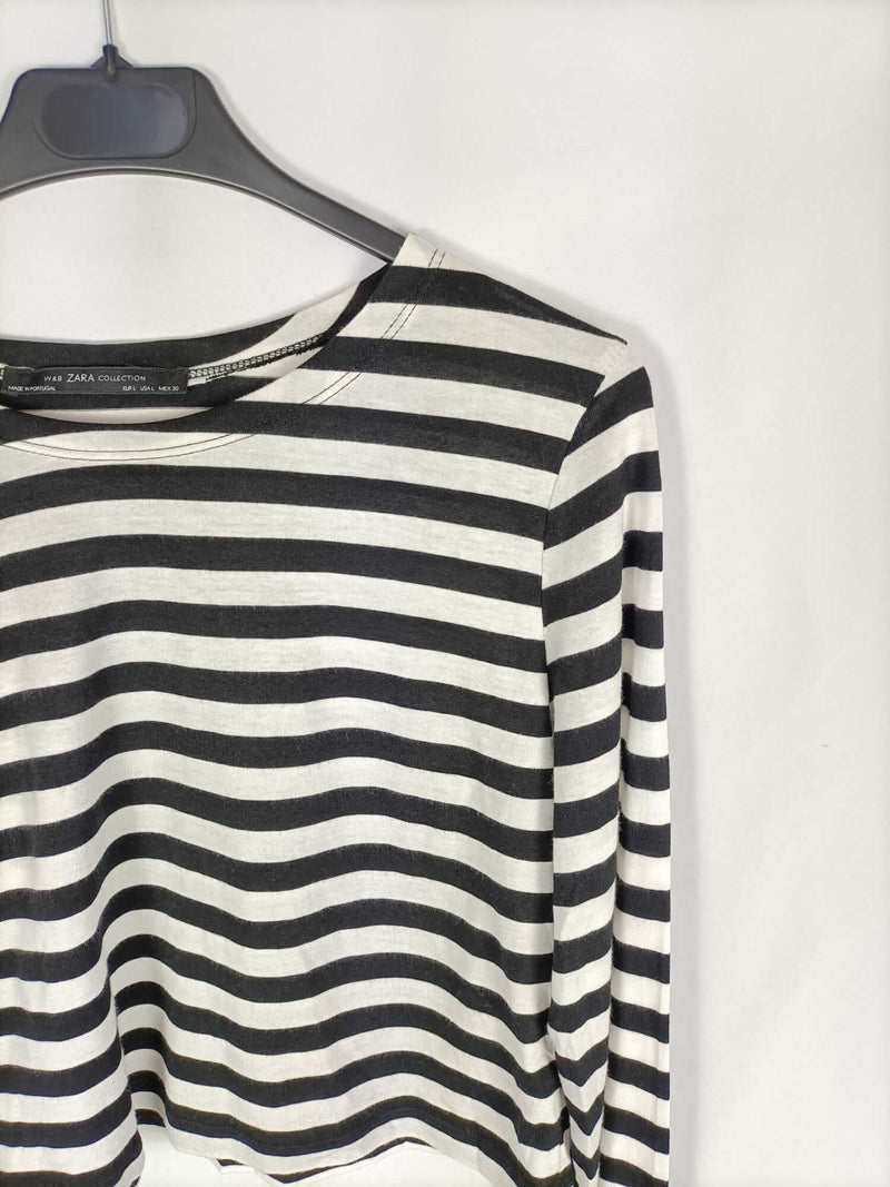 ZARA.Camiseta rayas negras blancas – Hibuy market