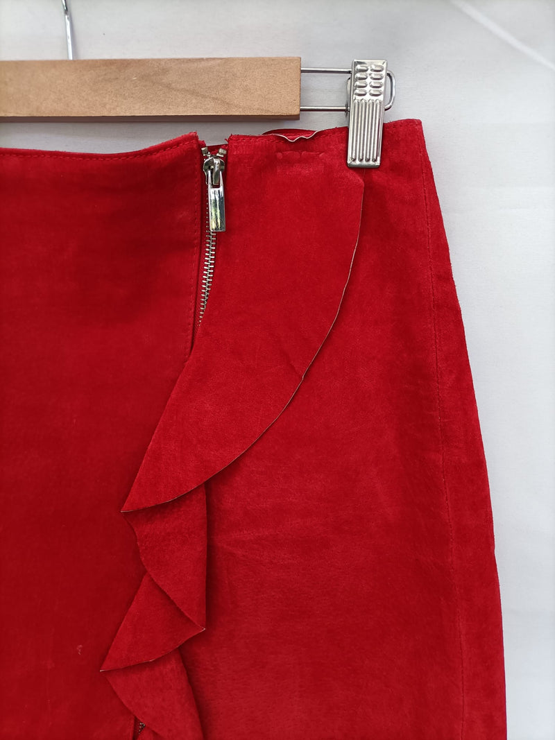 MANGO.Falda roja piel Hibuy market