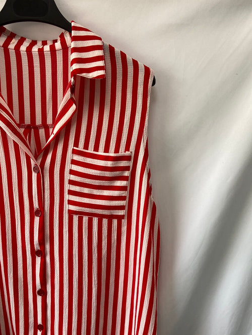 Noveno Tren vesícula biliar OTRAS.Blusa sin mangas rayas rojas y blancas T.S/M – Hibuy market