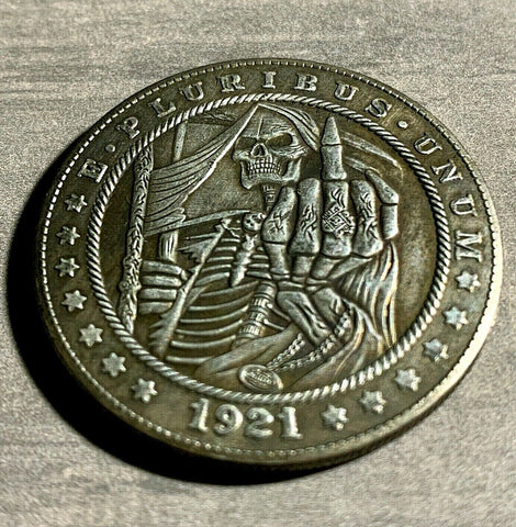 Ocean State Mint eBay Store-GRIM REAPER "Here's To You" Skull Novelty Good Luck Heads Tails Challenge Coin
