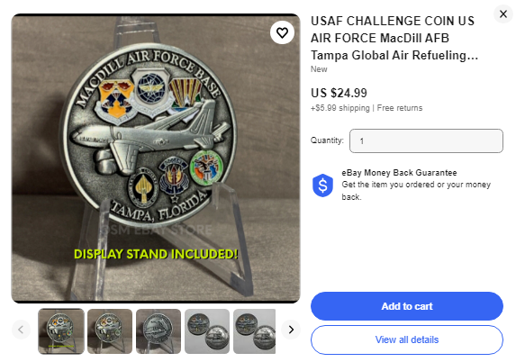 MACDILL AFB COINS FOR SALE ON EBAY-OCEAN STATE MINT RHODE ISLAND USA