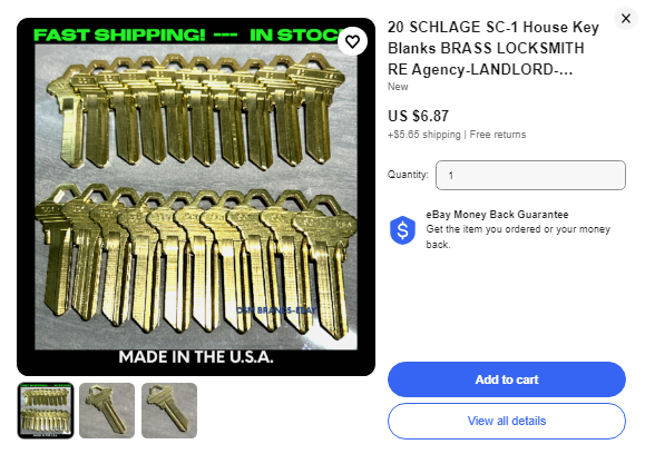 BULK HOUSE KEY BLANK LOTS FOR SALE ON EBAY-MADE IN USA-OCEAN STATE MINT EBAY STORE