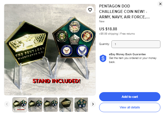 US PENTAGON DOD CHALLENGE COINS FOR SALE ON EBAY USA