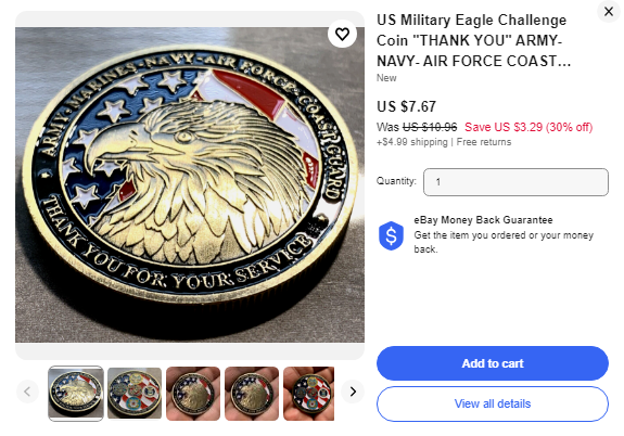 USA VETERANS CHALLENGE COINS ON EBAY-OCEAN STATE MINT-RHODE ISLAND