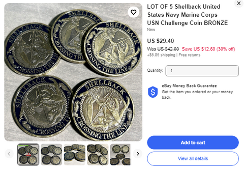 US Navy Shellback coins for sale on ebay-Ocean State Mint-OSM Brands Warwick RI