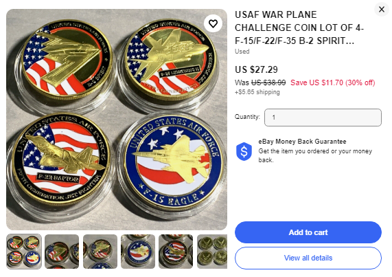 USAF COIN LOTS FOR SALE ON EBAY-OCEAN STATE MINT RHODE ISLAND USA