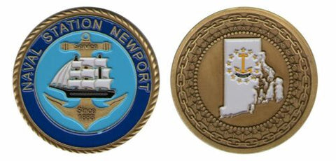 Naval Station NEWPORT CHALLENGE COIN 1.75" Rhode Island USA US NAS w BOX