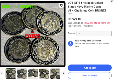US NAVY SHELLBACK CHALLENGE COIN LOT-EBAY USA OCEAN STATE MINT